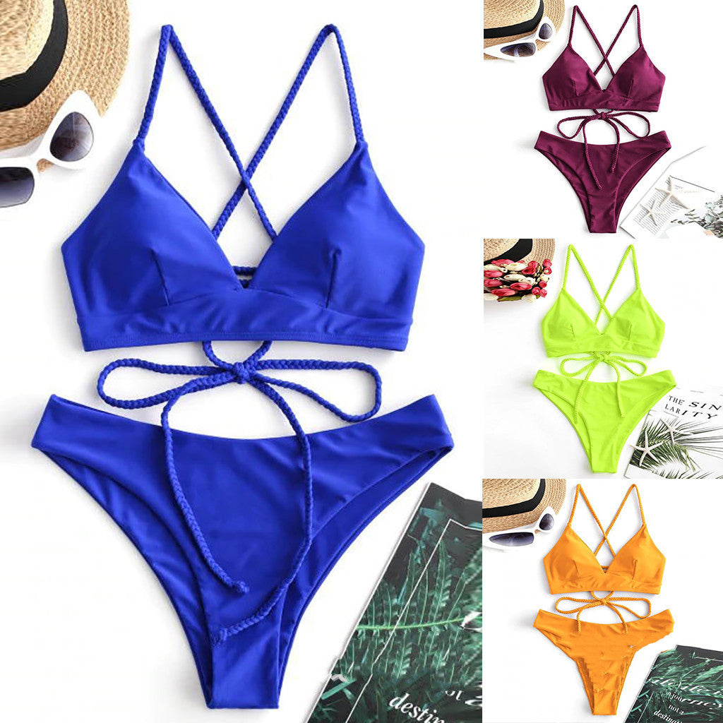 Strappy Solid Bikini by Valentina Lo Bello