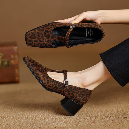 Vintage Leopard Chunky Pumps by Valentina Lo Bello
