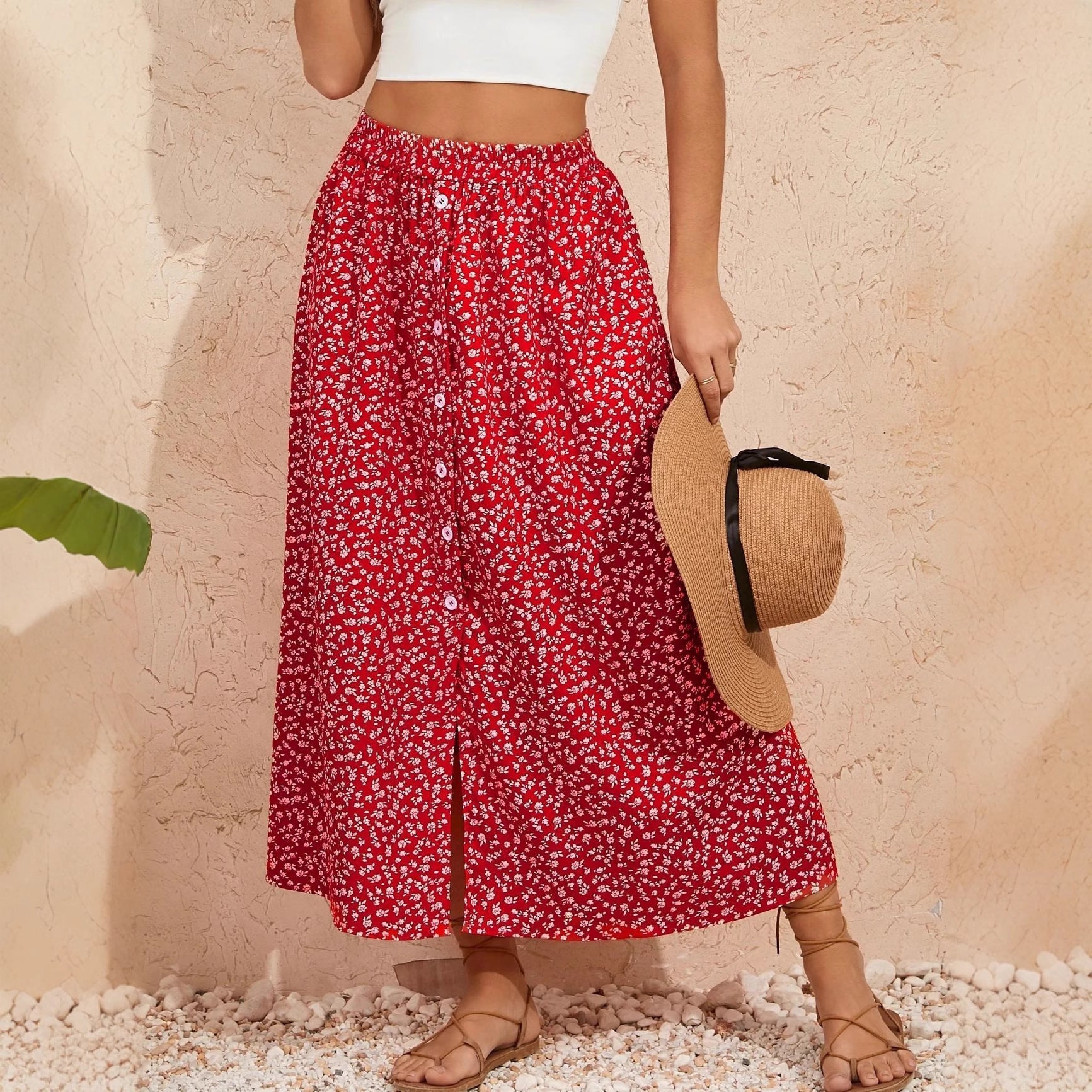 Pastoral Floral A-Line Skirt by Valentina Lo Bello