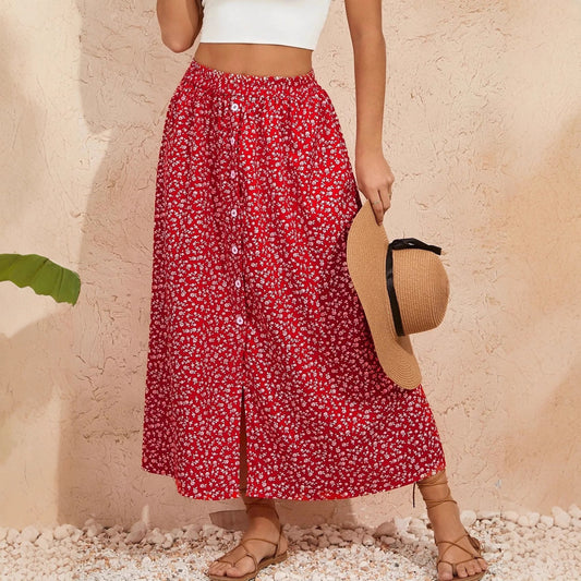 Pastoral Floral A-Line Skirt by Valentina Lo Bello