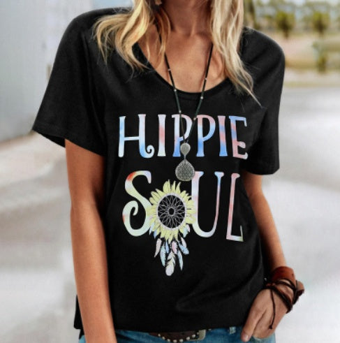 T-shirt girocollo floreale Hippie Soul Valentina Lo Bello