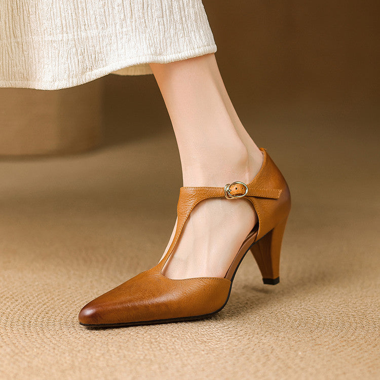 Retro T-Strap High Heel Sandals by Valentina Lo Bello
