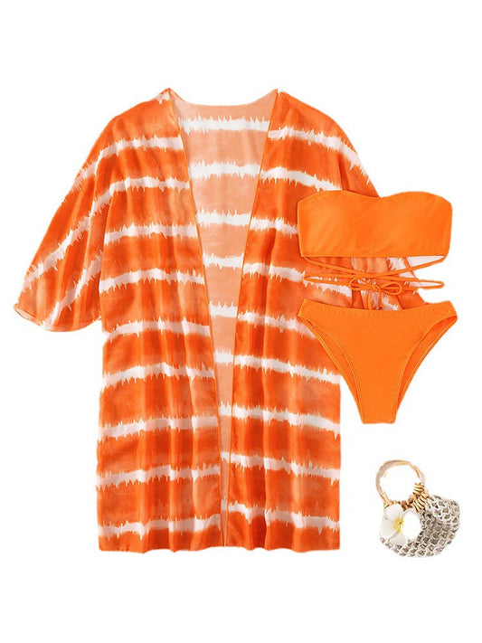Costume da bagno a tre pezzi in chiffon dai colori vivaci di Valentina Lo Bello