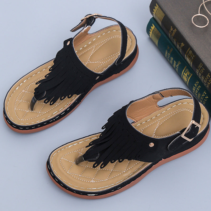 Sandali infradito con zeppa Boho Fringe Valentina Lo Bello