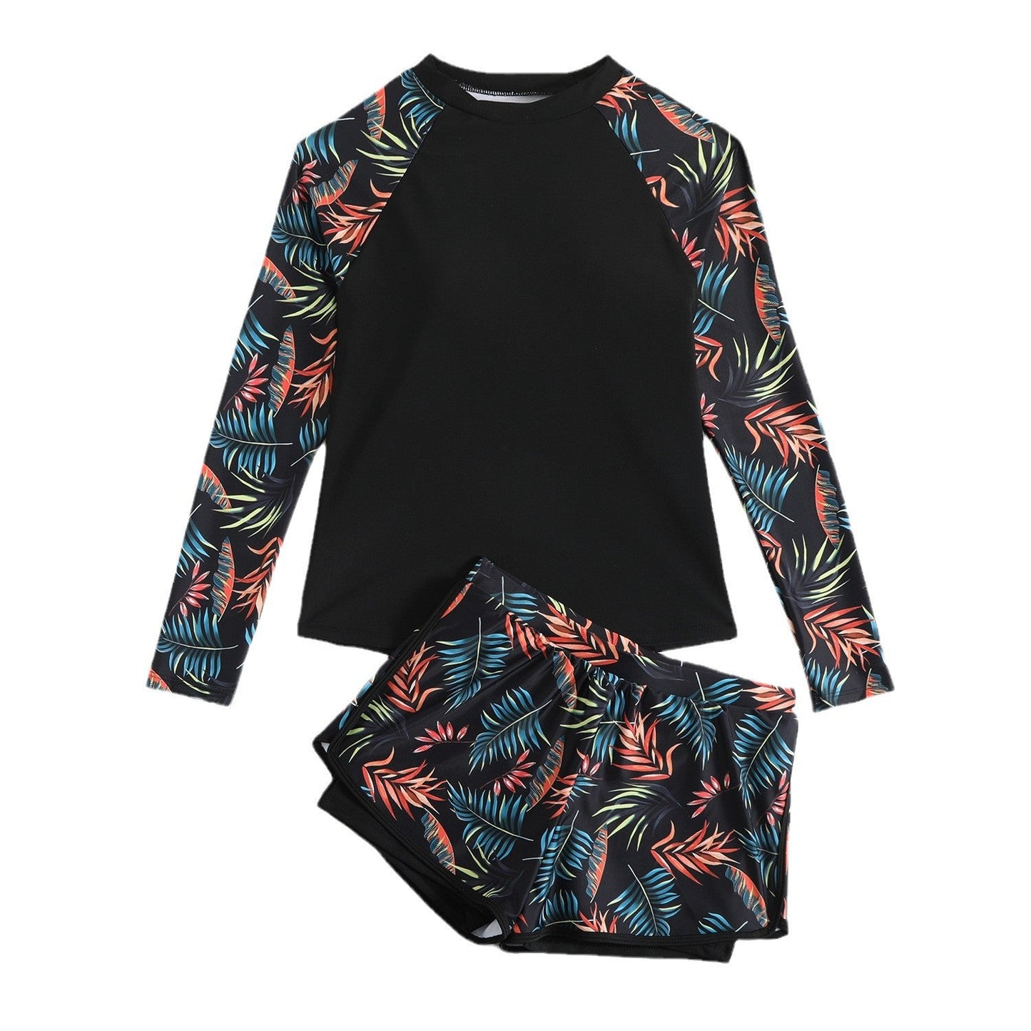 Set tankini a maniche lunghe con stampa di foglie Valentina Lo Bello