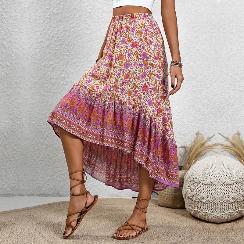 Gonna a trapezio in cotone stile boho floreale Valentina Lo Bello