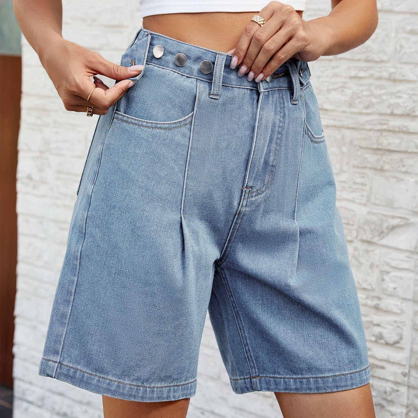 Pantaloncini in denim con vita regolabile Valentina Lo Bello da donna