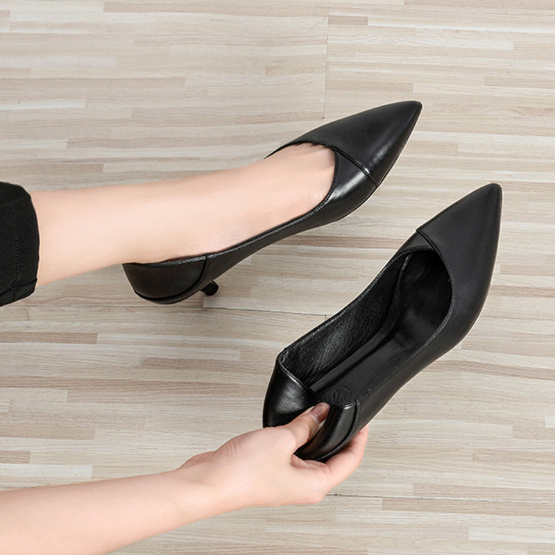Elegant Black Sheepskin Heels by Valentina Lo Bello