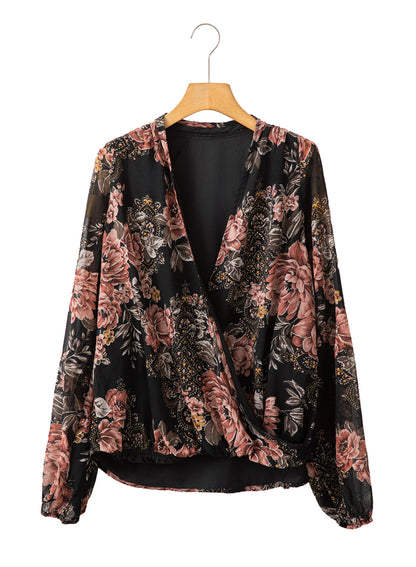 Top con scollo a V in chiffon floreale di Valentina Lo Bello