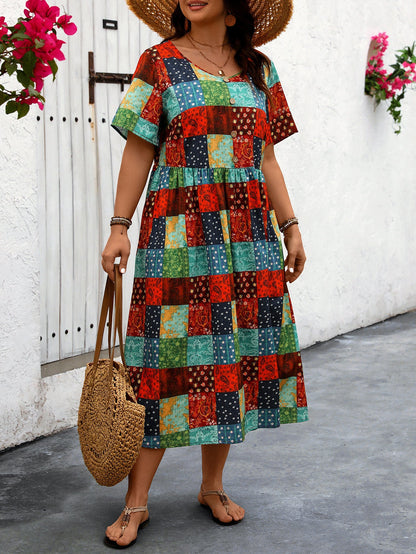Abito lungo estivo Valentina Lo Bello con vivace motivo patchwork